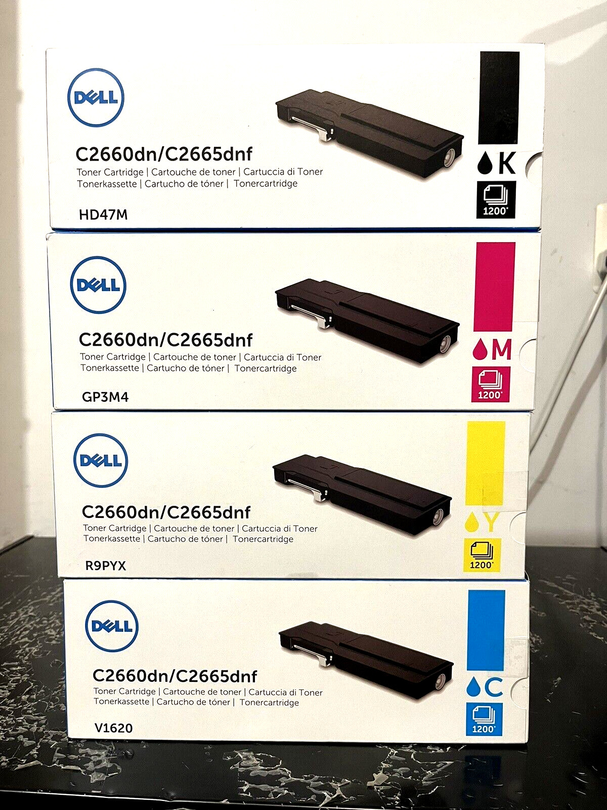 Genuine Dell C2660dn/C2665dnf Toner Cartridge,(GP3M4,MYC Sealed,K opened,Set
