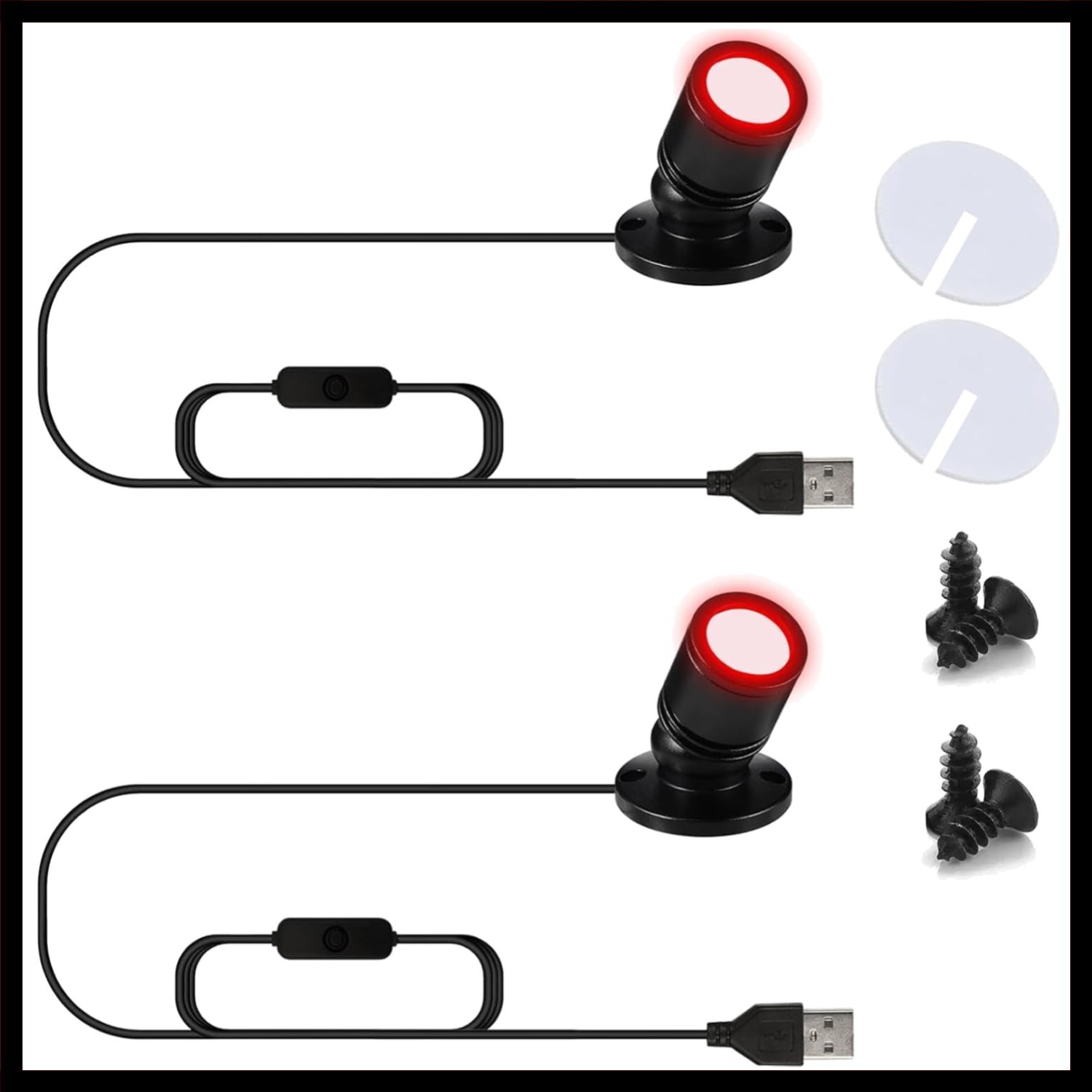 Compact LED Spotlights 2-Pack – USB Powered for Indoor Shelves & Cabinets