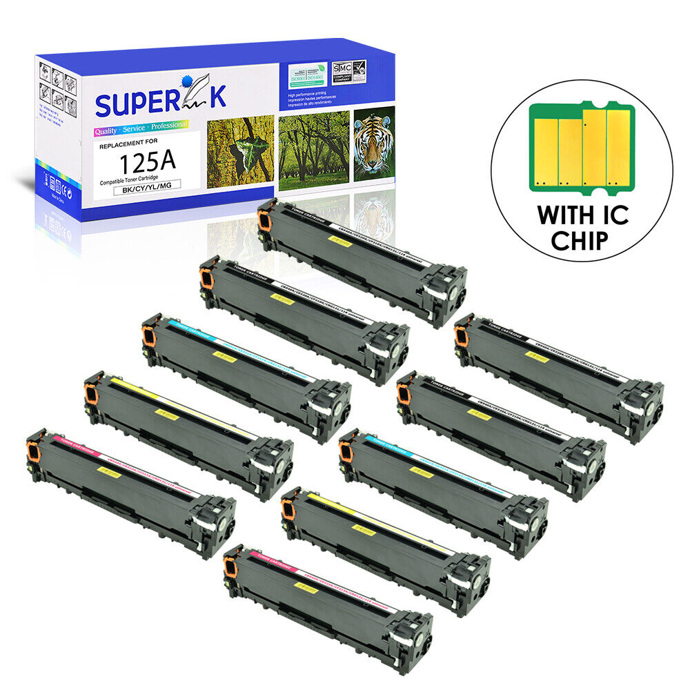 10PK CB540A-543A BK/C/M/Y Toner Set for HP 125A Color LaserJet CM1312nfi CP1515n