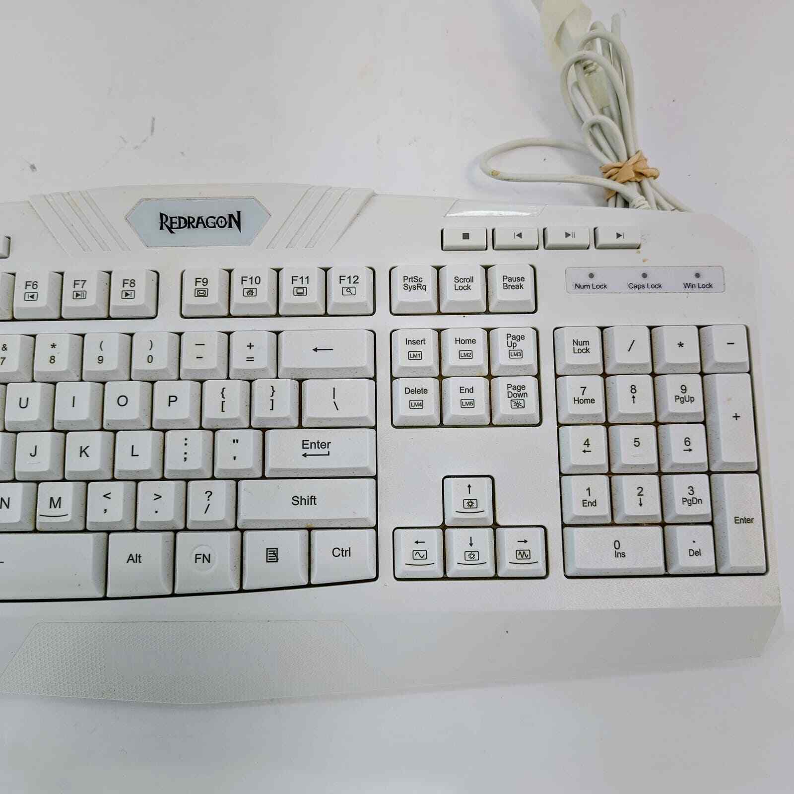 Red Dragon Wired Gaming Keyboard White Model S101W Rainbow Backlit