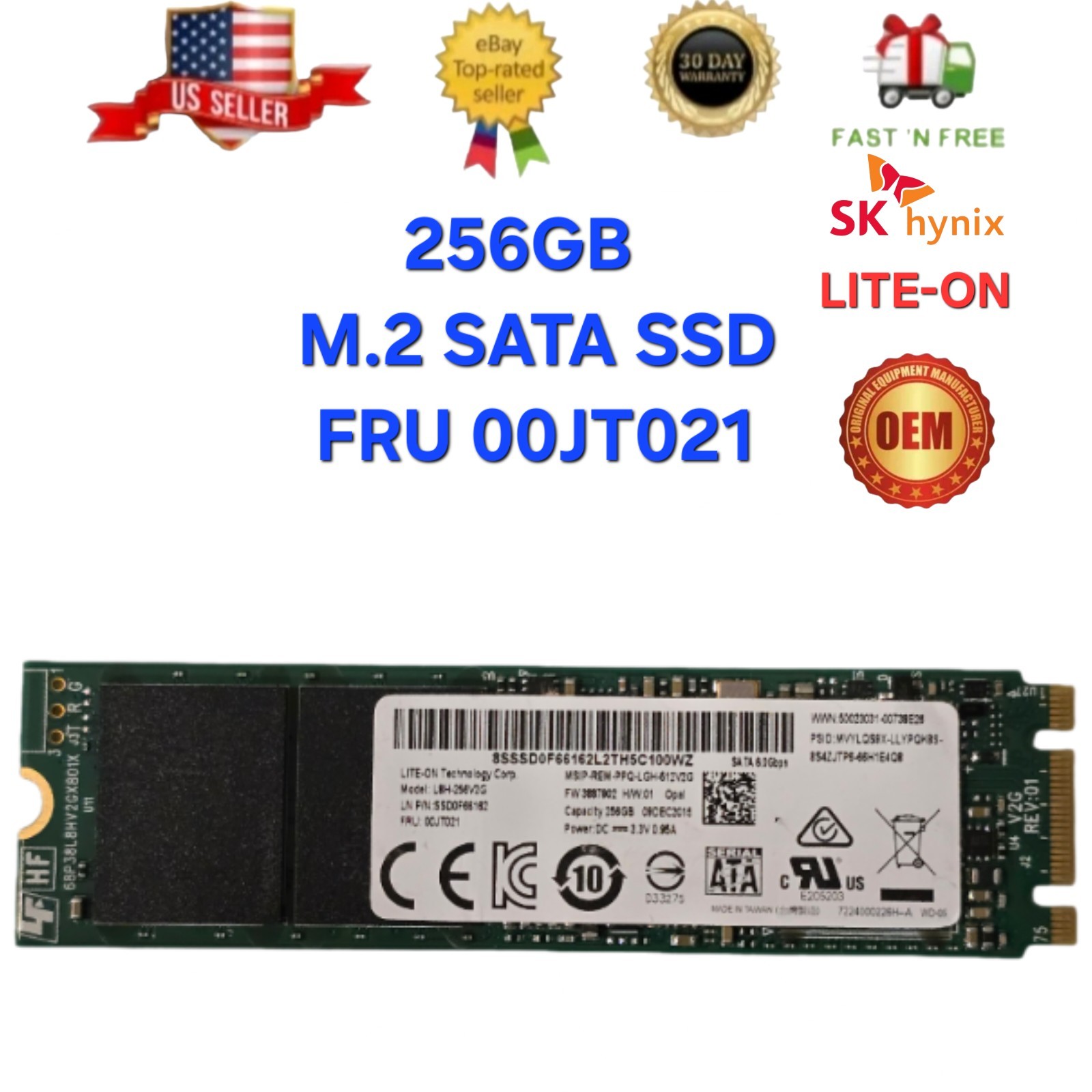 Skhynix LITE-ON 256GB M.2 SATA SSD L8H-256V2G Lenovo 00JT021 Solid State Drive