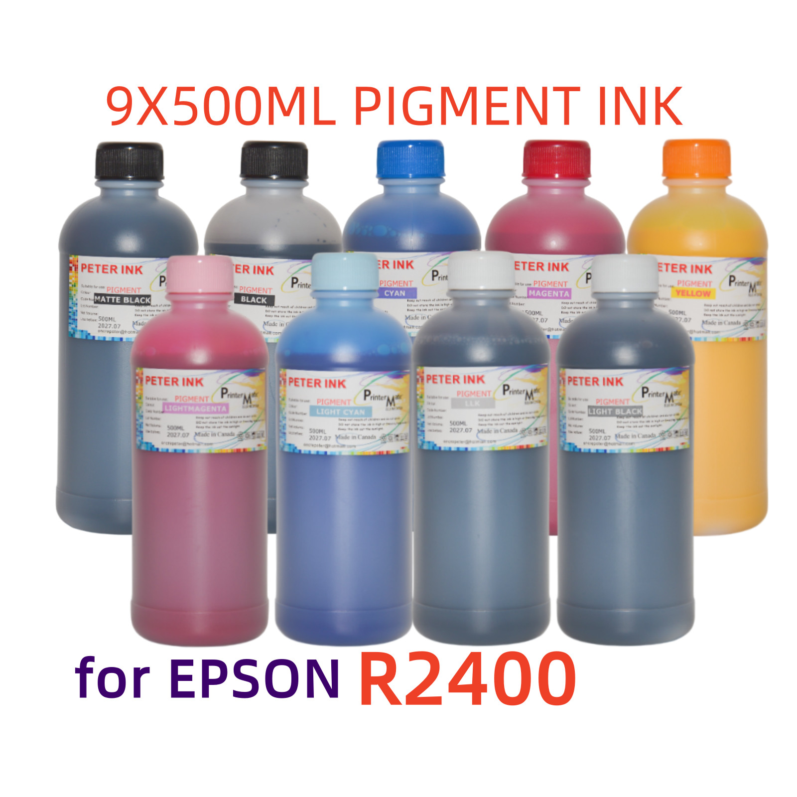 9X500ML Premium Pigment refill ink for Stylus R2400 Printer T059 59