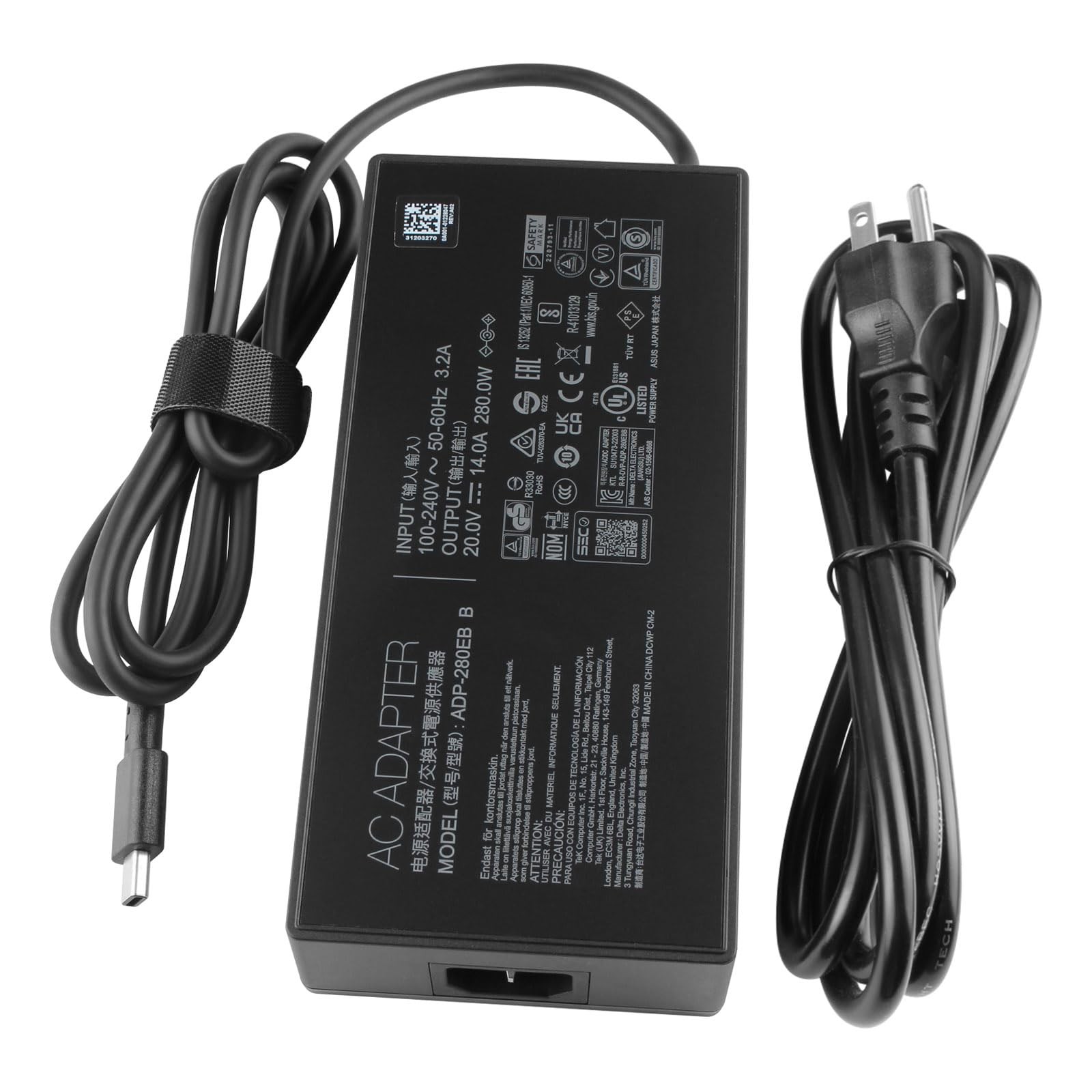 20V 14A 280W Rectangle Conn Charger Compatible with Asus ROG Strix G16 G18 (2...