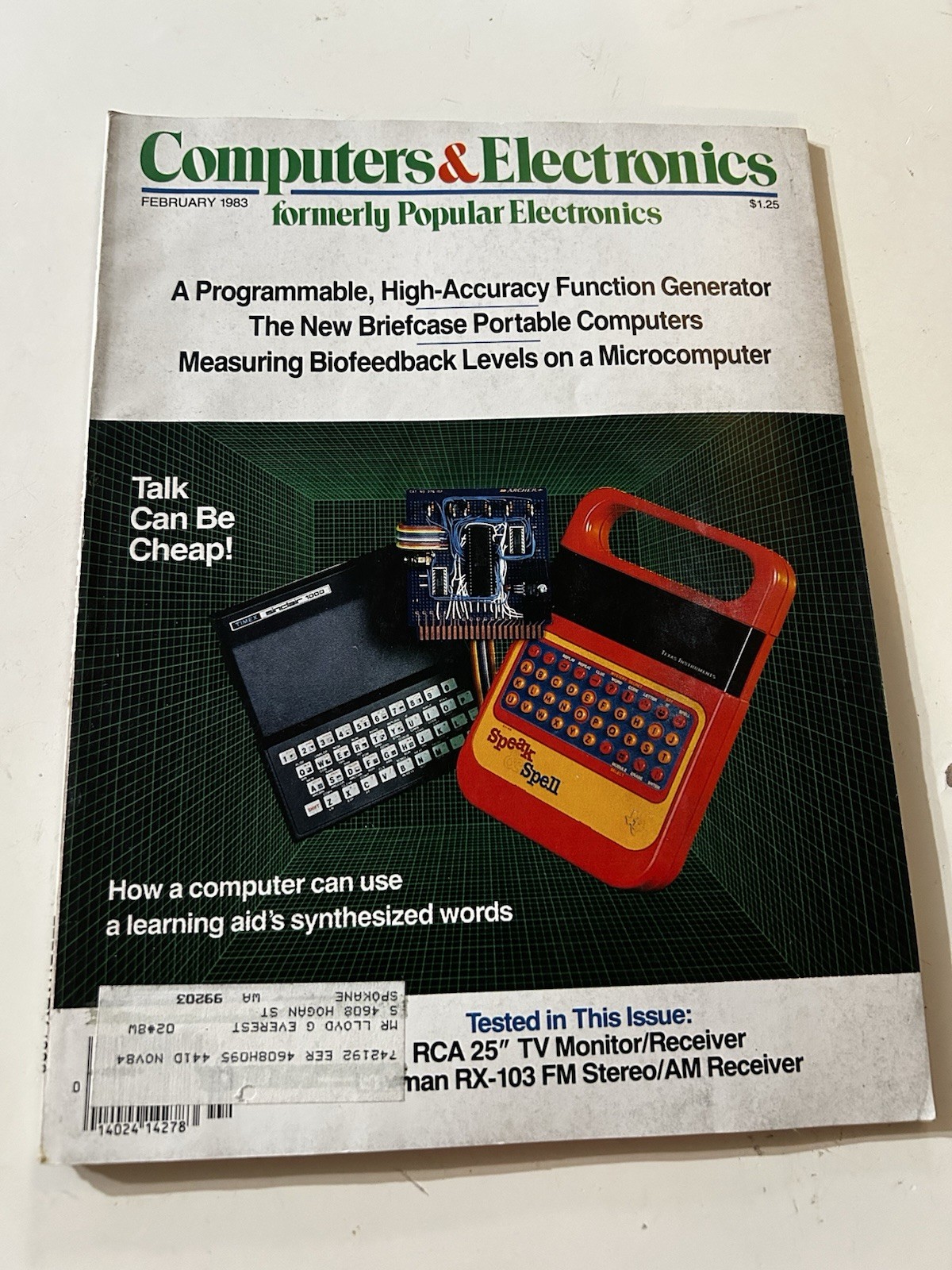 Computers & Electronics February 1983 Magazine Timex Sinclair 1000 Speak & Spell