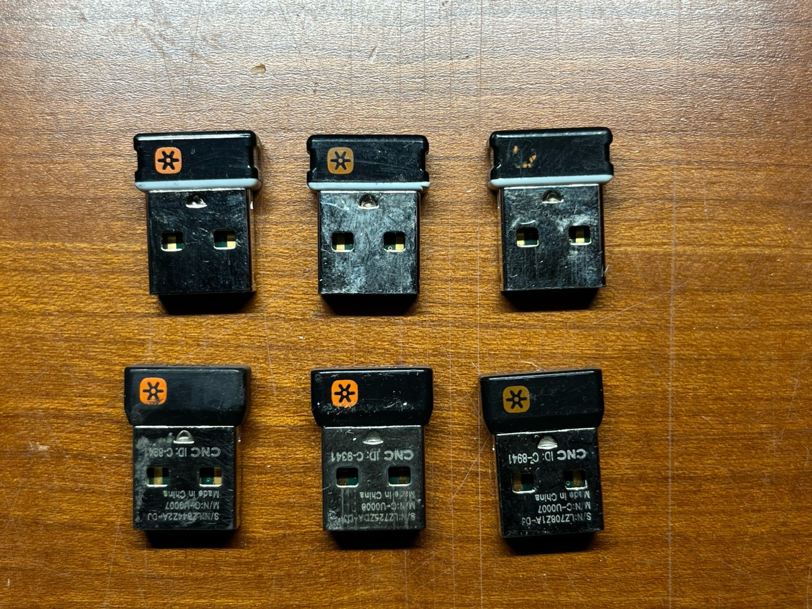 Lot of 6 Genuine Logitech Unifying USB Receiver Dongles C-U0007 & C-U0008