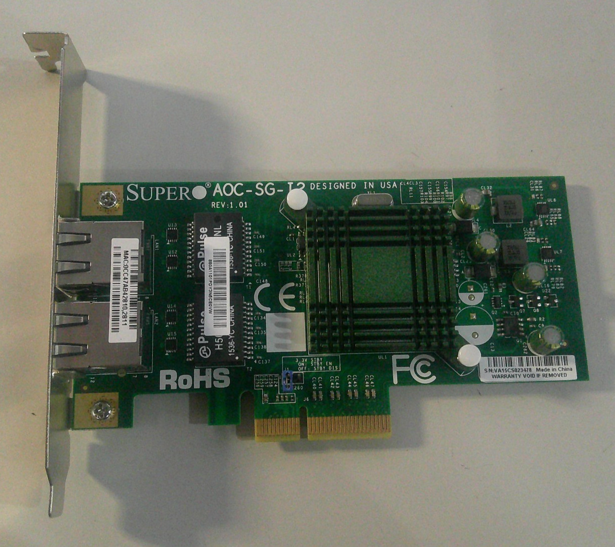 SUPER AOC SG-i2 Intel PCI-E x4 Dual Port Gigabit Ethernet Card