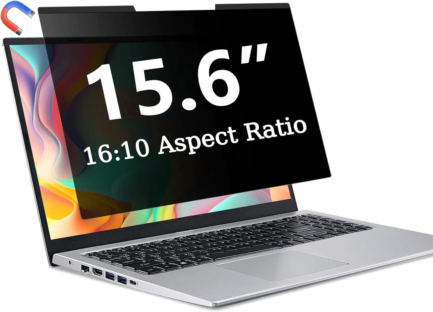 Magnetic Laptop Privacy Screen 15.6 Inch 16:10, Removable Privacy Filter