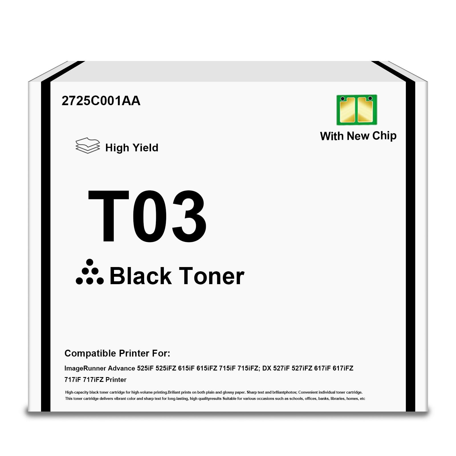 T03 Toner Cartridge Black (with New Chip) Compatible for Canon ImageRunner Ad...