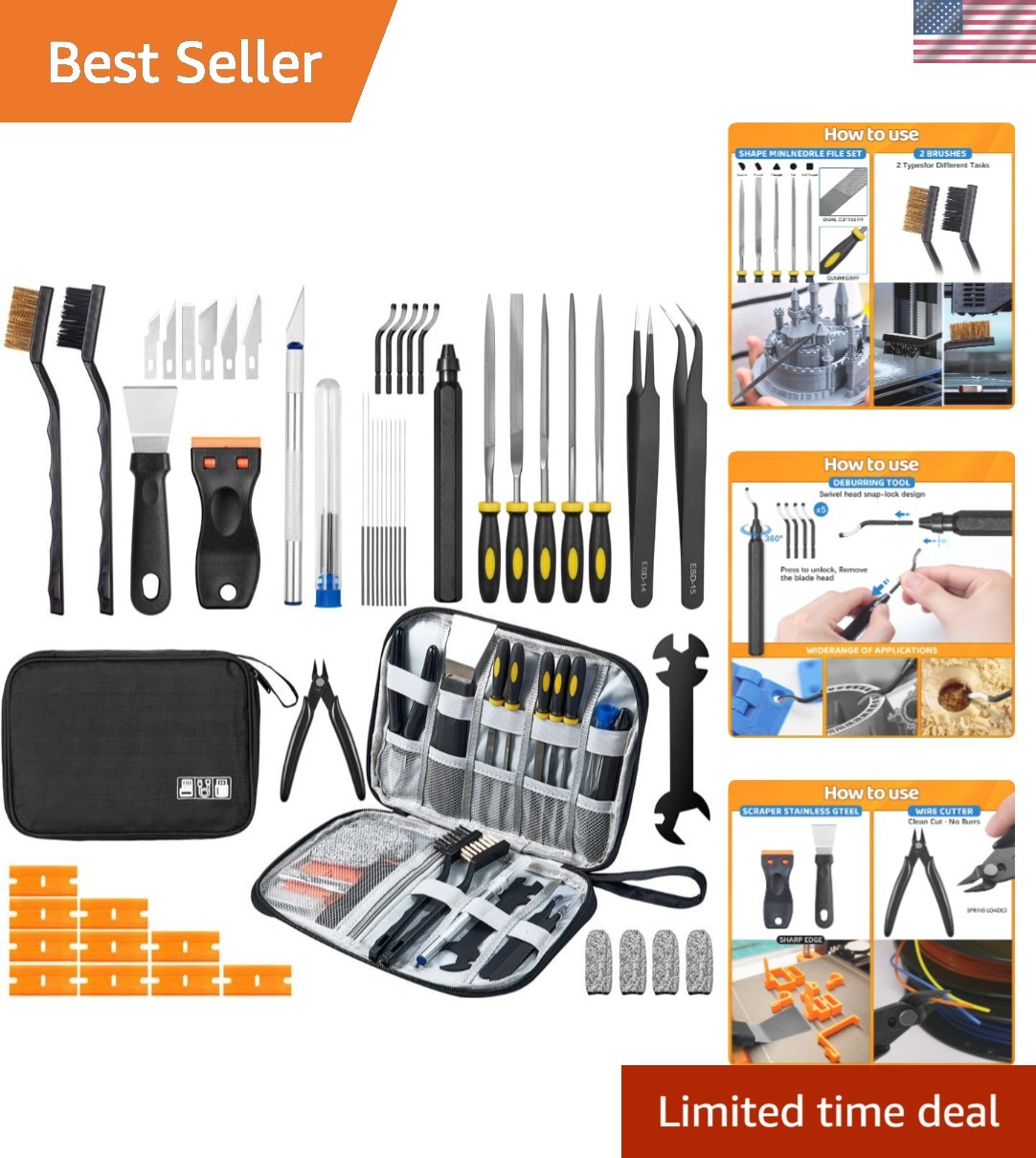 Complete 50-Piece Tool Set for 3D Printers - Maintenance & Finishing Essentials