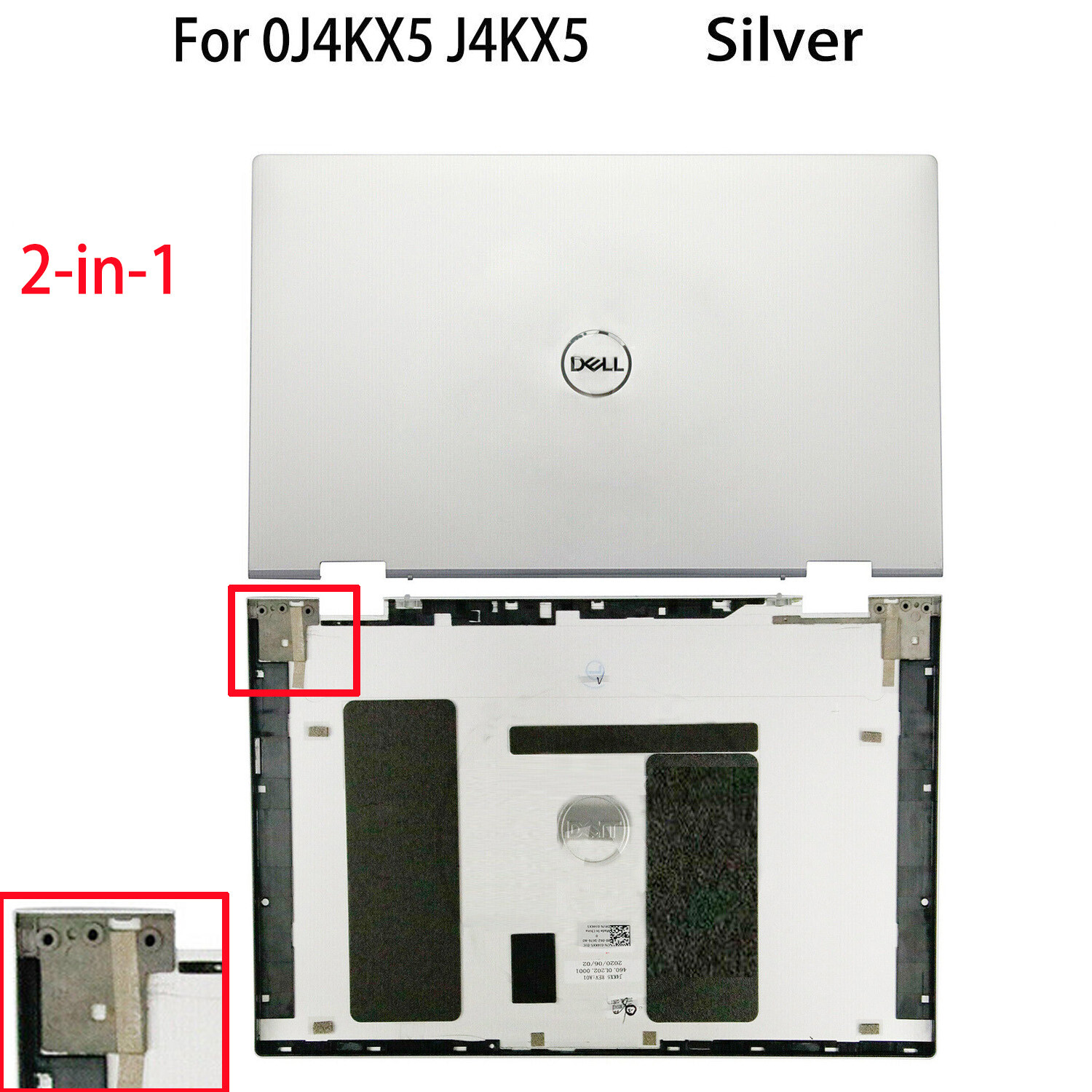 2-in-1 Sliver Lid Back Cover 0J4KX5 J4KX5 For Dell Inspiron 13 7000 7300 7306 US