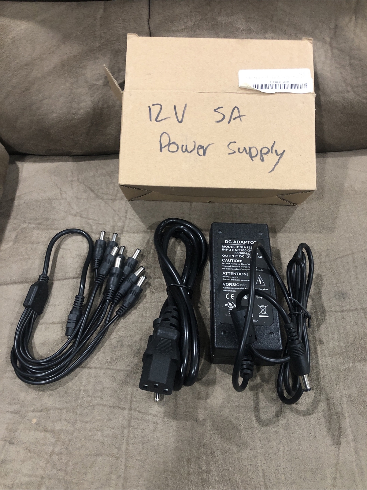 DC 12V 5A Power Supply Adapter W/8 Split Cable For CCTV Security Camera