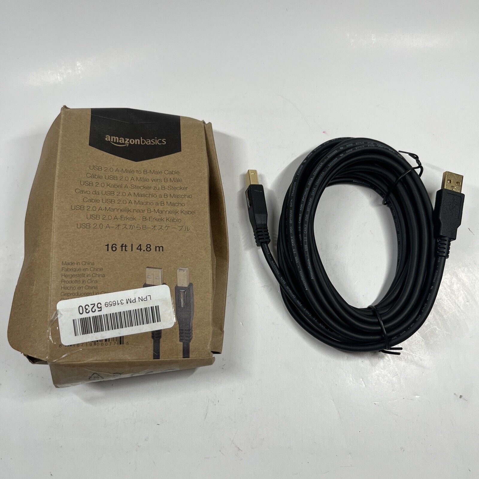 AmazonBasics PC045 16ft USB 2.0 Male to Male Cable NEW
