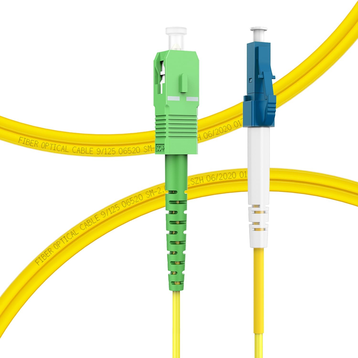 - LC/UPC to SC/APC OS2 Single Mode Fiber Patch Cable 1M/3ft