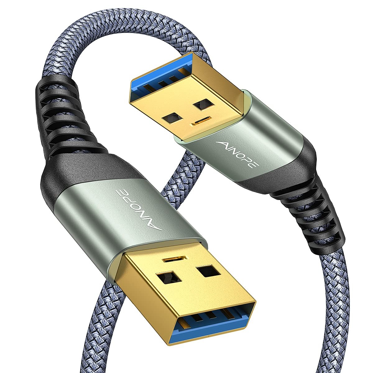 AINOPE USB to Cable, 3.0 A A Male Cable [Never 6.6FT, Grey 