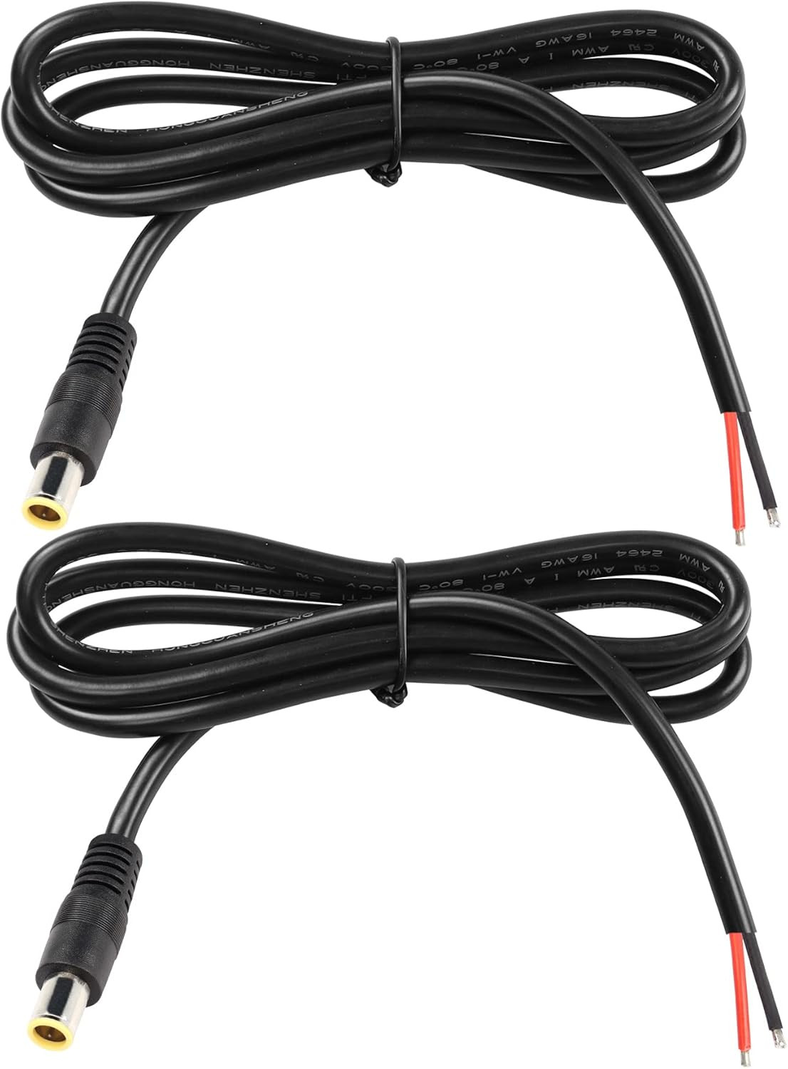 2 Pack DC7909 Power Pigtails Cable, 12V DC 8mm Male Plug to Bare Wire Open End P