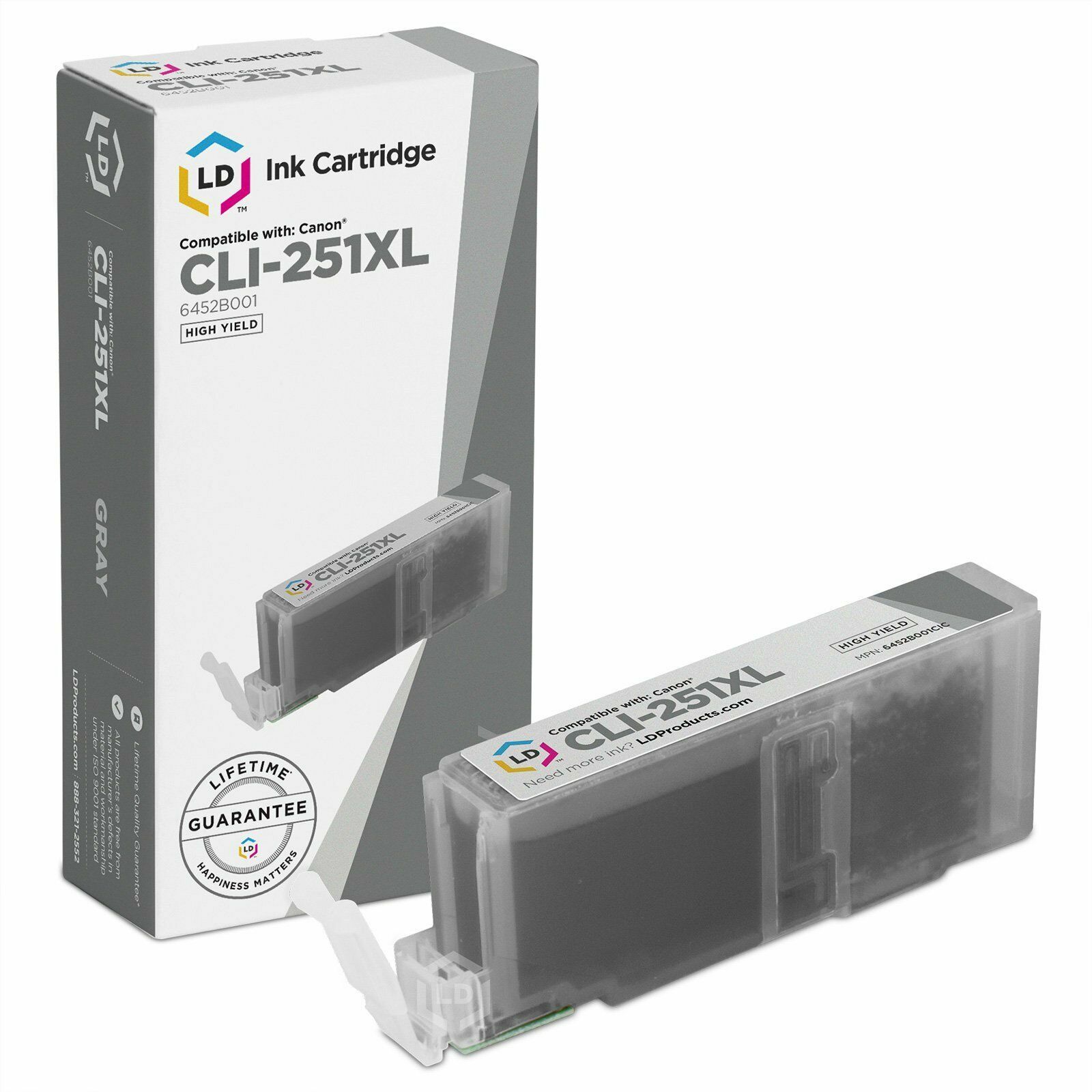 LD 6452B001 CLI251XLGY CLI251 Gray Ink Cartridge for Canon Printer