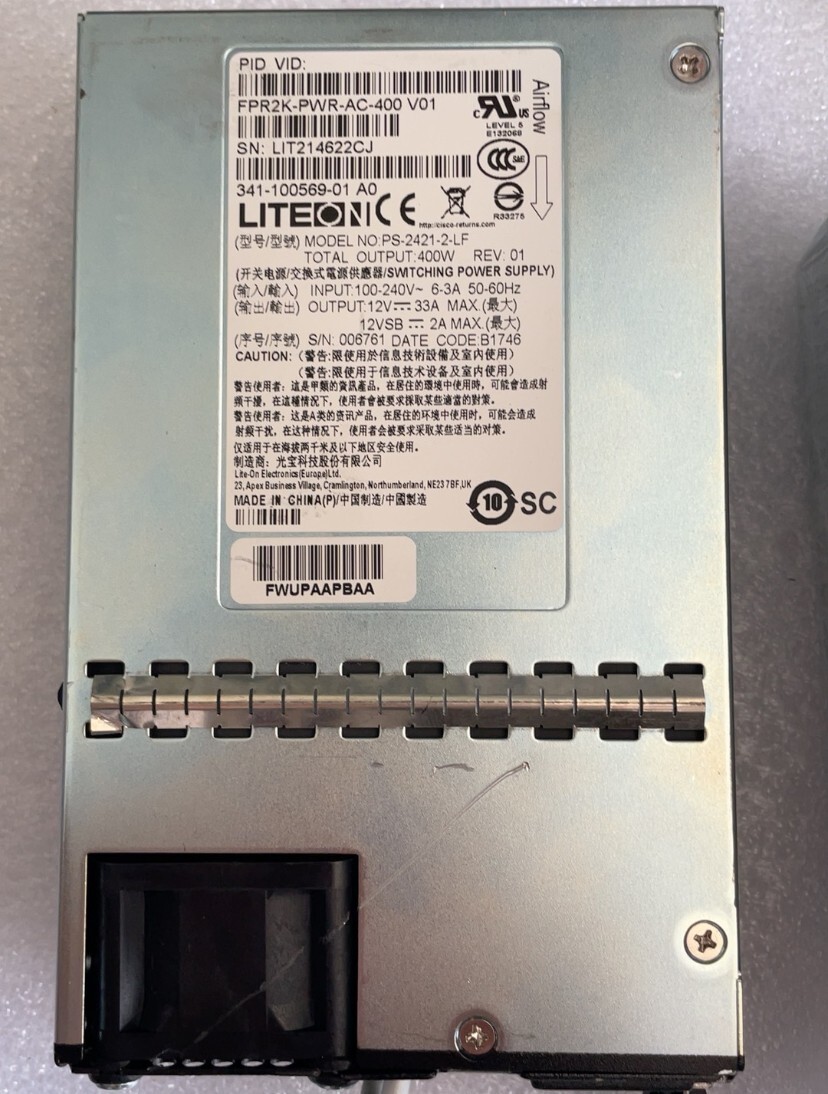 Cisco FPR2K-PWR-AC-400 Firepower 2000 Series 400W AC Power Supply