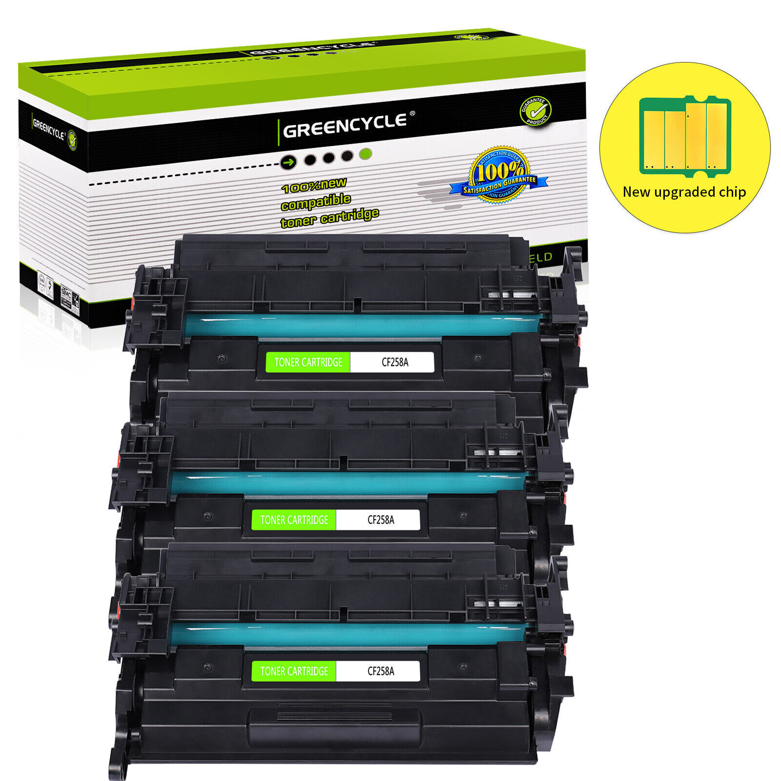 3PK GREENCYCLE CF258A Toner WITH CHIP for HP 58A Laserjet Pro M404dw MFP M428fdw