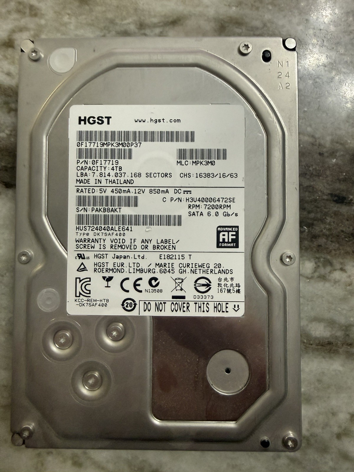 HGST Ultrastar 7K4000 4TB  7200RPM 3.5" HDD SATA