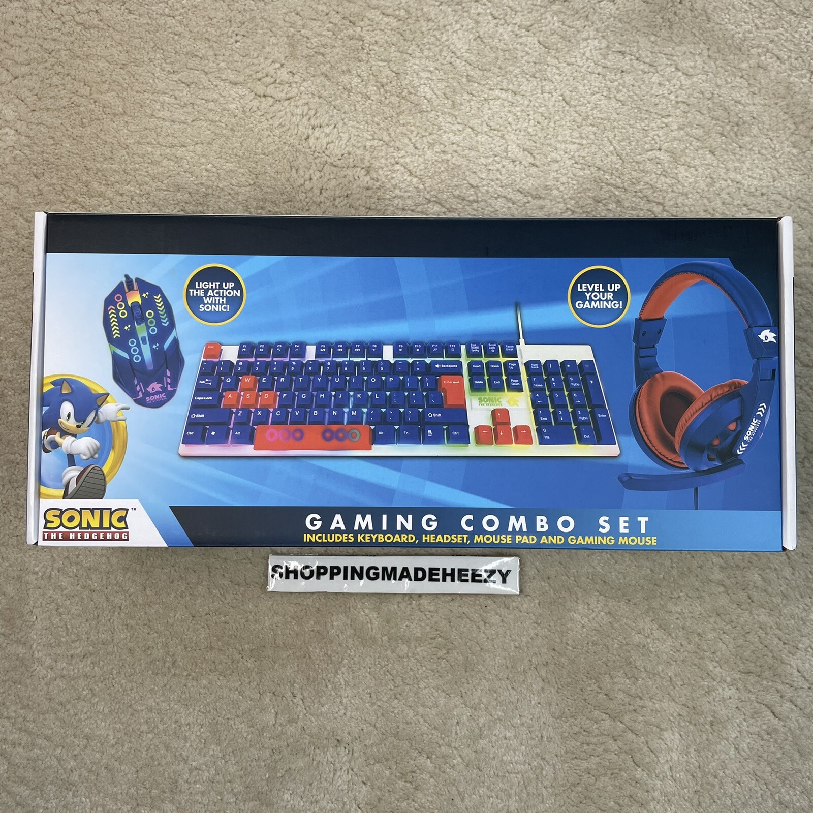 SEGA SONIC The Hedgehog Gaming Keyboard, Headset, Mouse Set Sakar Blue Red