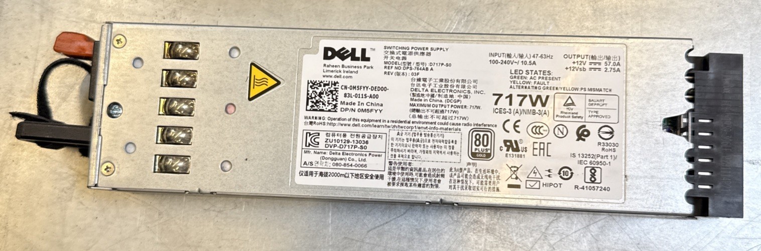 Dell DPS-764AB A D717P-S0 0M5FYY Switching Power Supply 717W. Tested