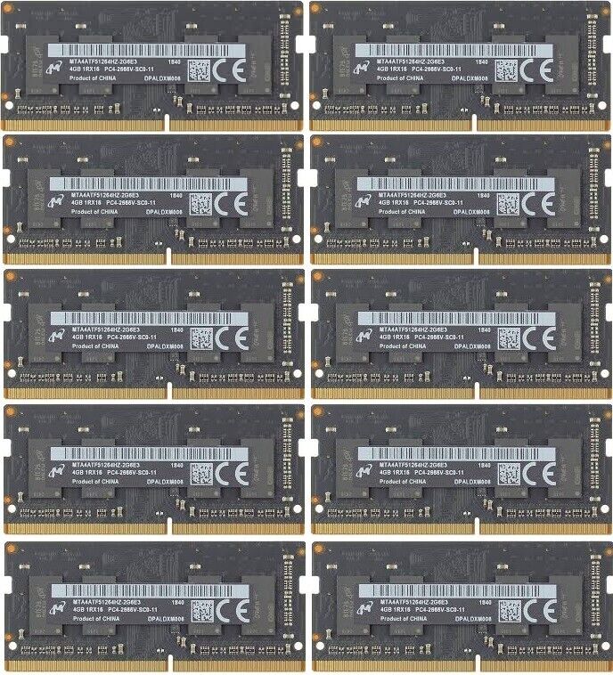 **Lot of 10**  4GB DDR4 2666MHz   260pin SODIMM Memory RAM MTA4ATF51264HZ-2G6E3
