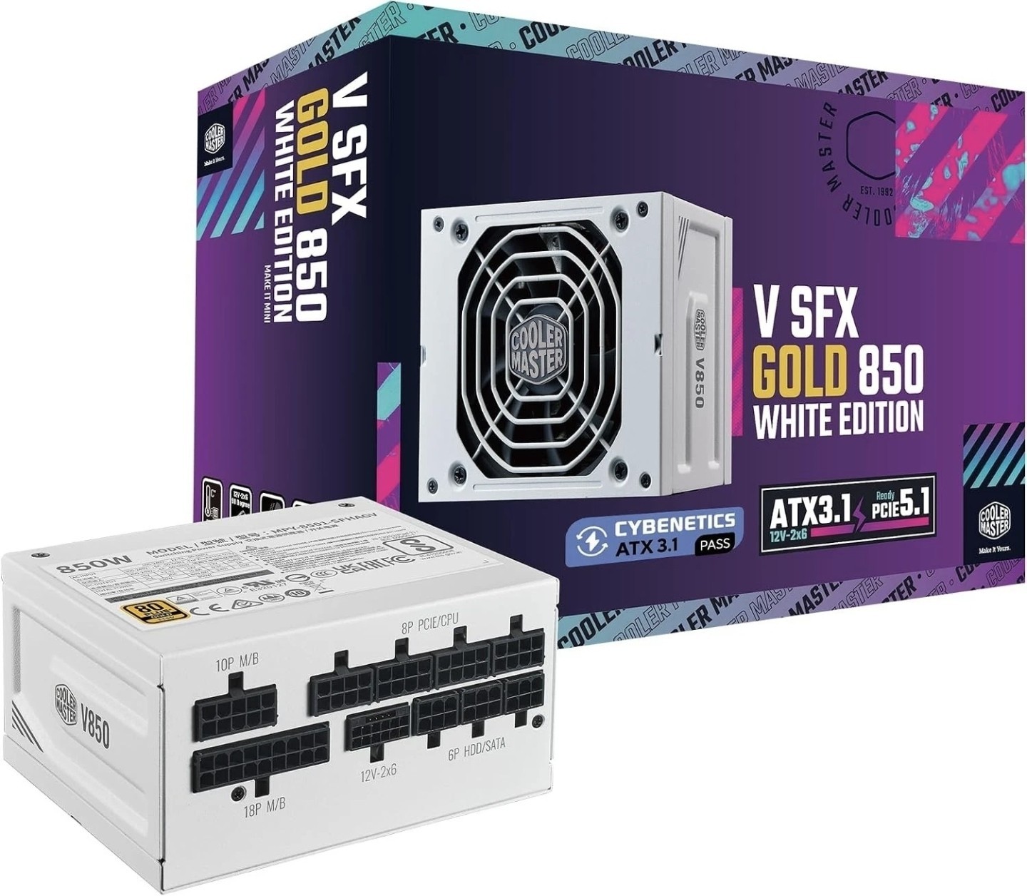 Cooler Master V SFX Gold 850W Modular 80 Plus Gold White PSU ATX 3.1 - PCIE 5.1