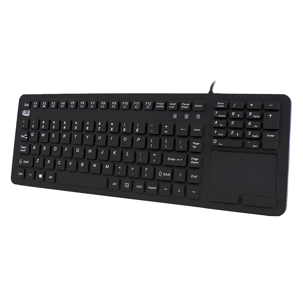 Adesso Akb-270Ub Waterproof Touchpad Keyboard Blk Usb Washable Antimicrobrial