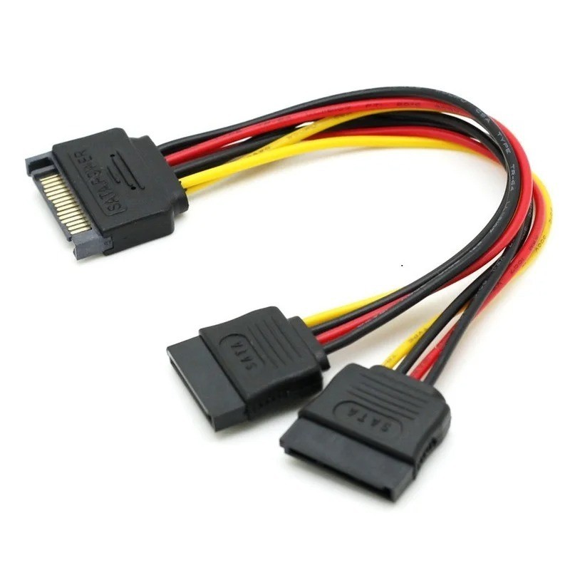 SATA 15Pin Power Splitter Cable 1 to 2 HDD Extension Adapter 20CM High Quality
