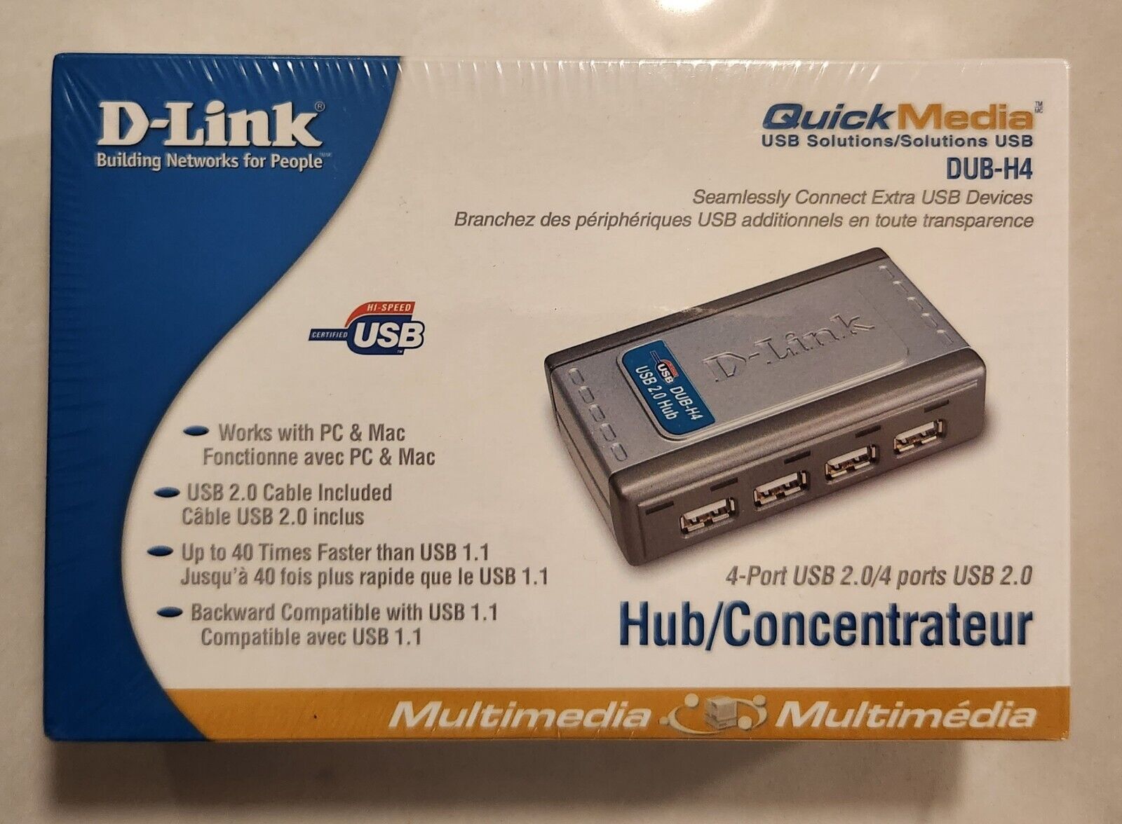 D-Link 4 Port Hub USB 2.0  DUB-H4 480Mbps 2A Power NEW IN BOX