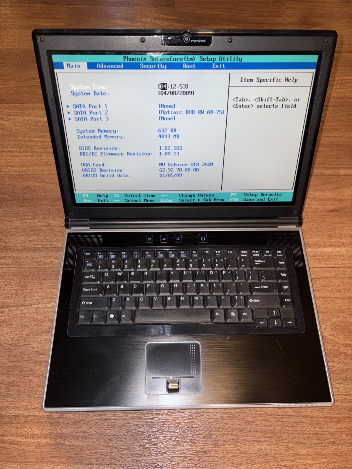 Clevo M8860TU 15.4" Notebook - C2D P9700 2.80 Ghz, 632kb & 4093mb ram, no hdd
