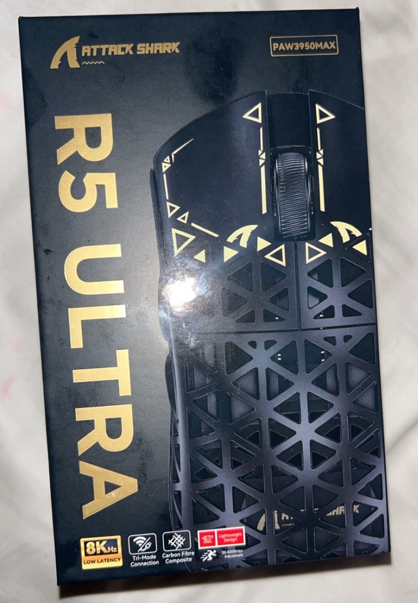 Attack Shark R5 Ultra Carbon Fiber Wireless Gaming Mouse PAW3950 MAX 8K 39g