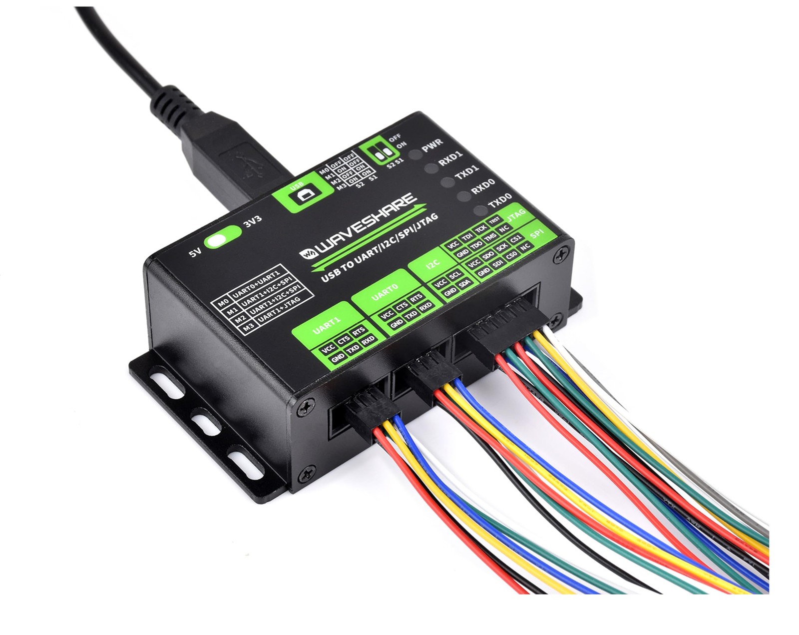 USB To UART/I2C/SPI/JTAG Converter Board Aluminum Case 3.3V 5V Supported
