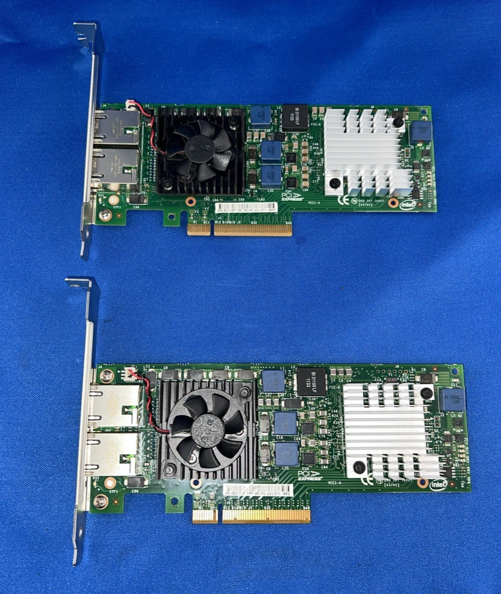 LOT 2x Dell Intel X520-T2 JM42W Dual Port 10GbE RJ45 PCIe Network Adapter 0JM42W
