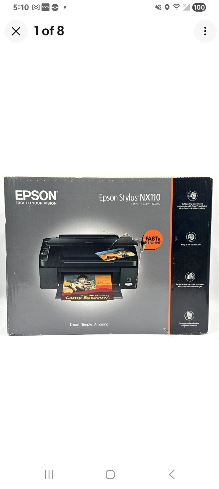 Epson Stylus NX110 All-In-One Inkjet Printer Print Copy Scan