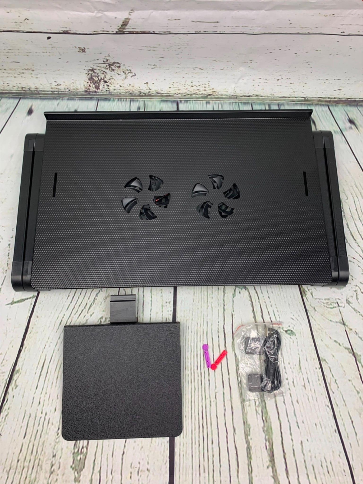 Pwr Laptop Table Stand Adjustable Riser Portable with Mouse Pad Fully Ergonomic