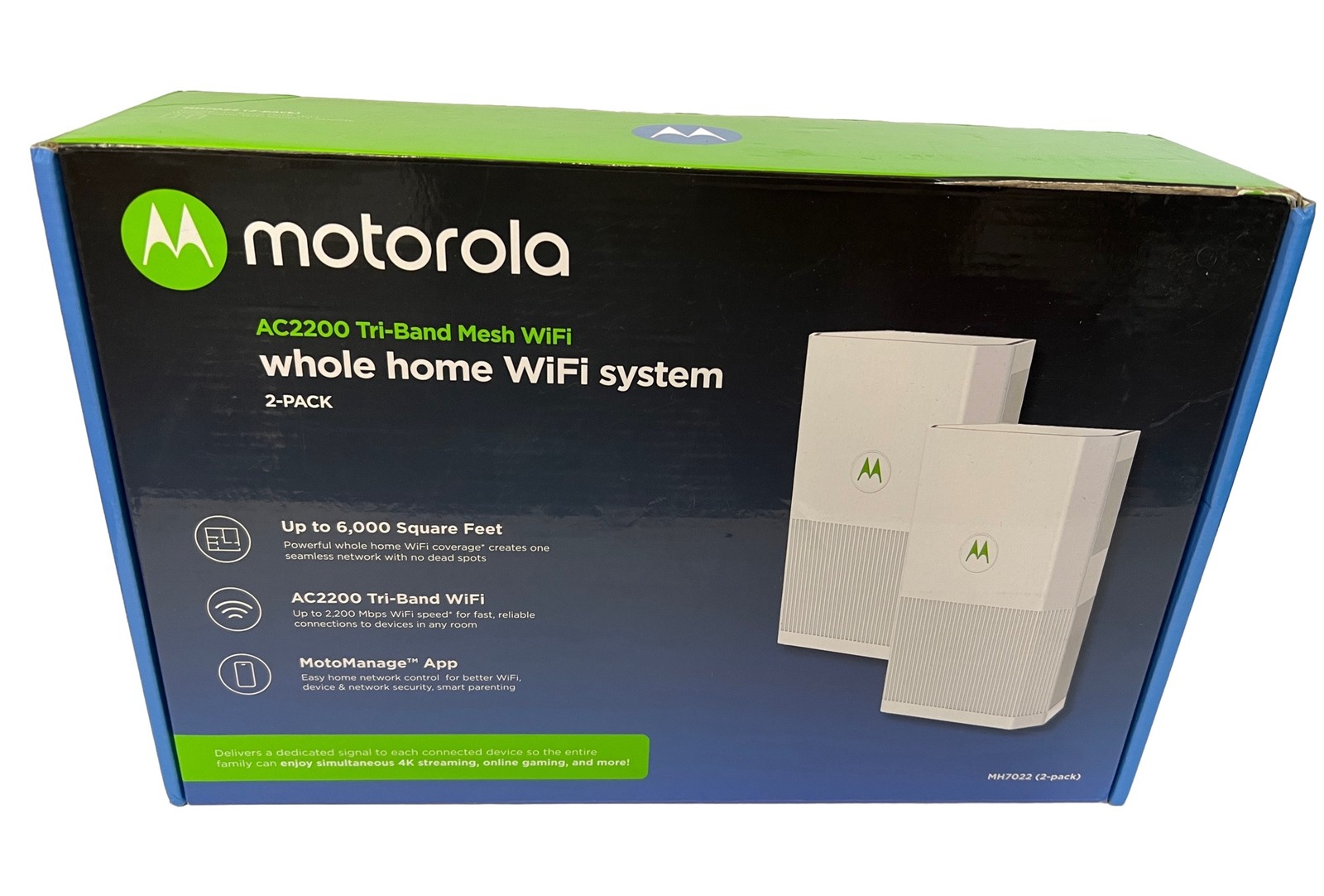 Motorola MH7022 AC2200 Tri-Band Mesh WiFi Router+Satellite 2-Pack Open Box