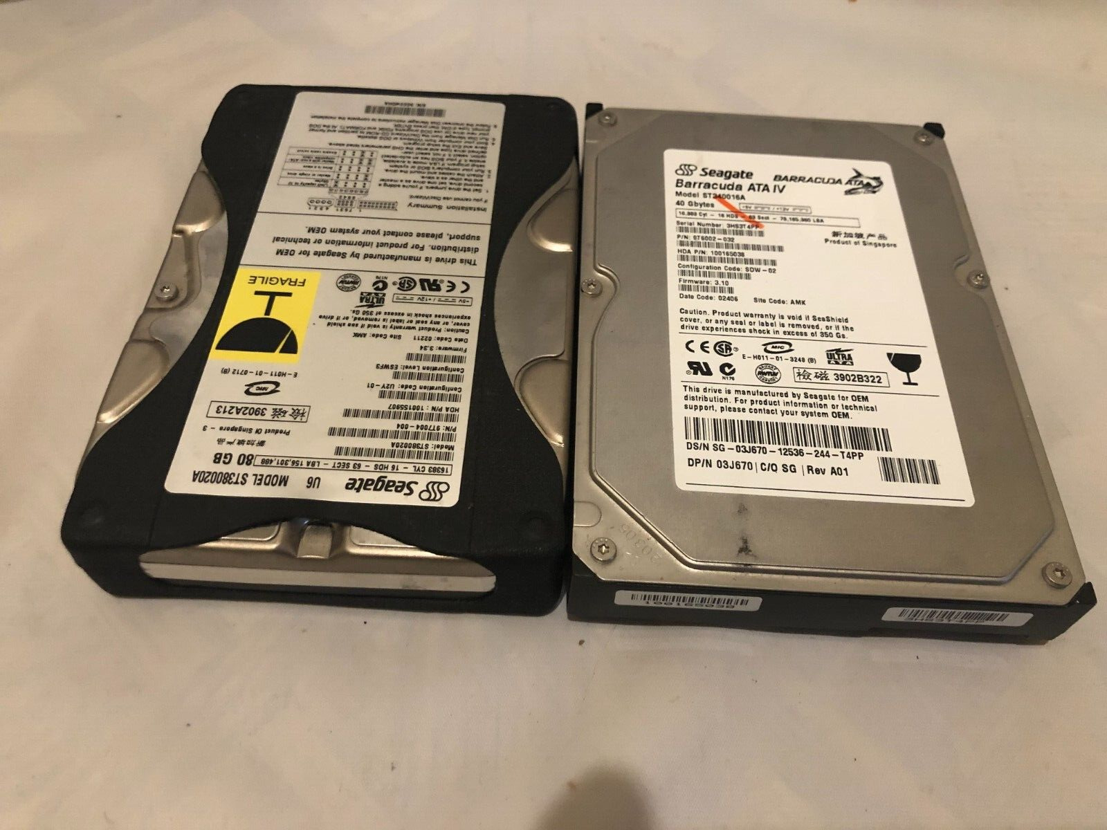 Seagate Hard Drives (2) Lot Untested Parts/Non-Working