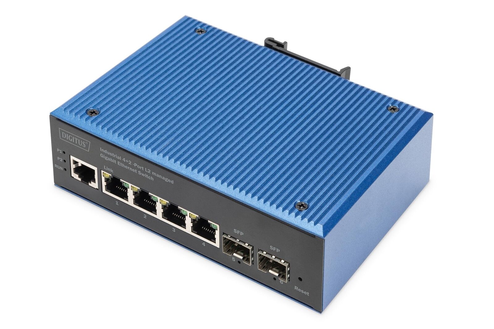DIGITUS industrieller Managed 6-Port Gigabit Ethernet Netzwerk-Switch - 4X RJ45 
