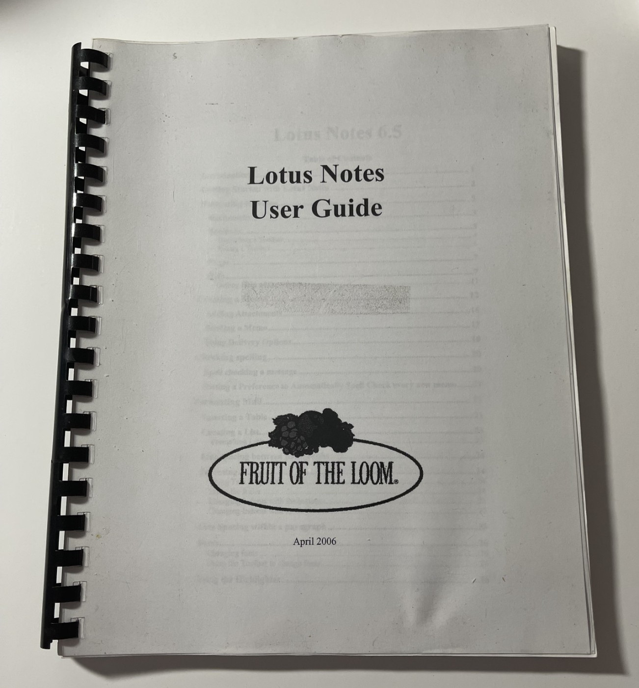 Vintage 2006 Lotus Notes 6.5 User Guide Fruit of the Loom Employee Manual