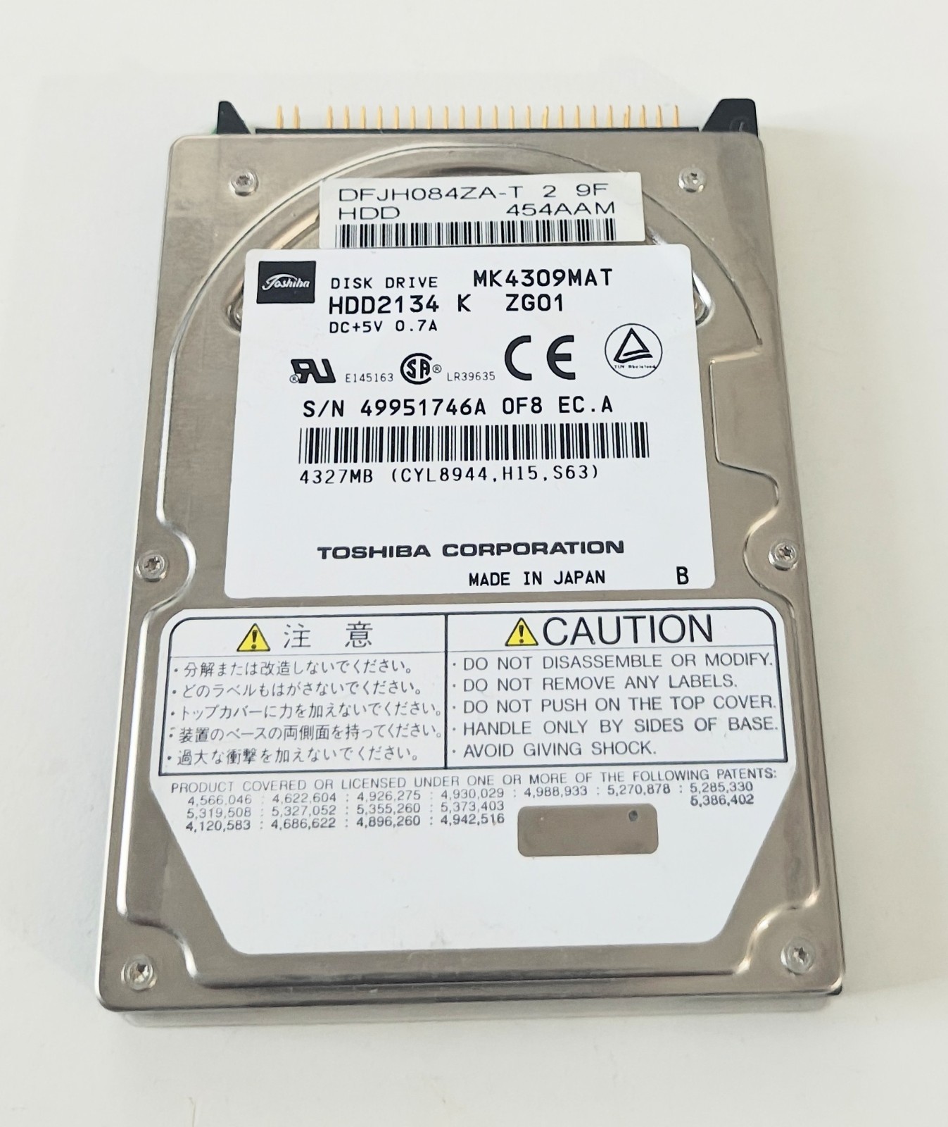 Toshiba MK4309MAT 4,3GB 4,2K RPM 512KB Cache ATA-33 2.5" HDD