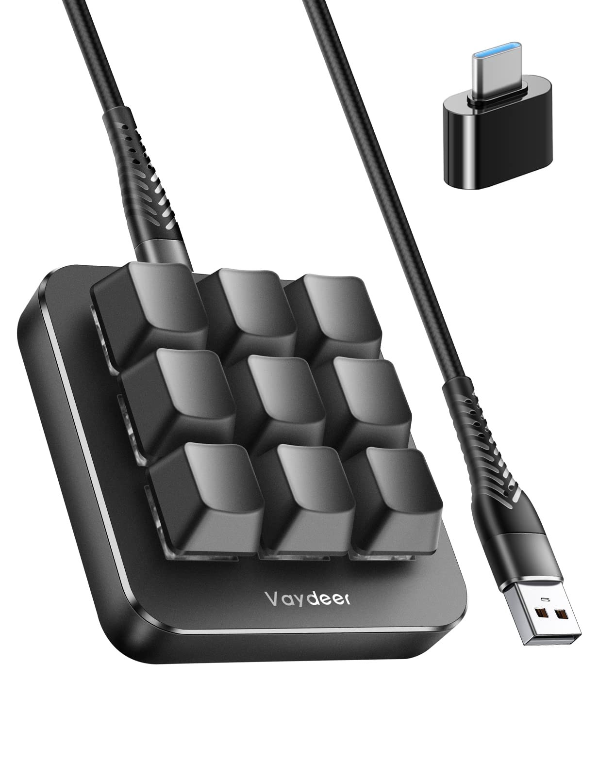 Vaydeer One-Handed Mechanical Keyboard Support Hotkeys, One-Click Start,9