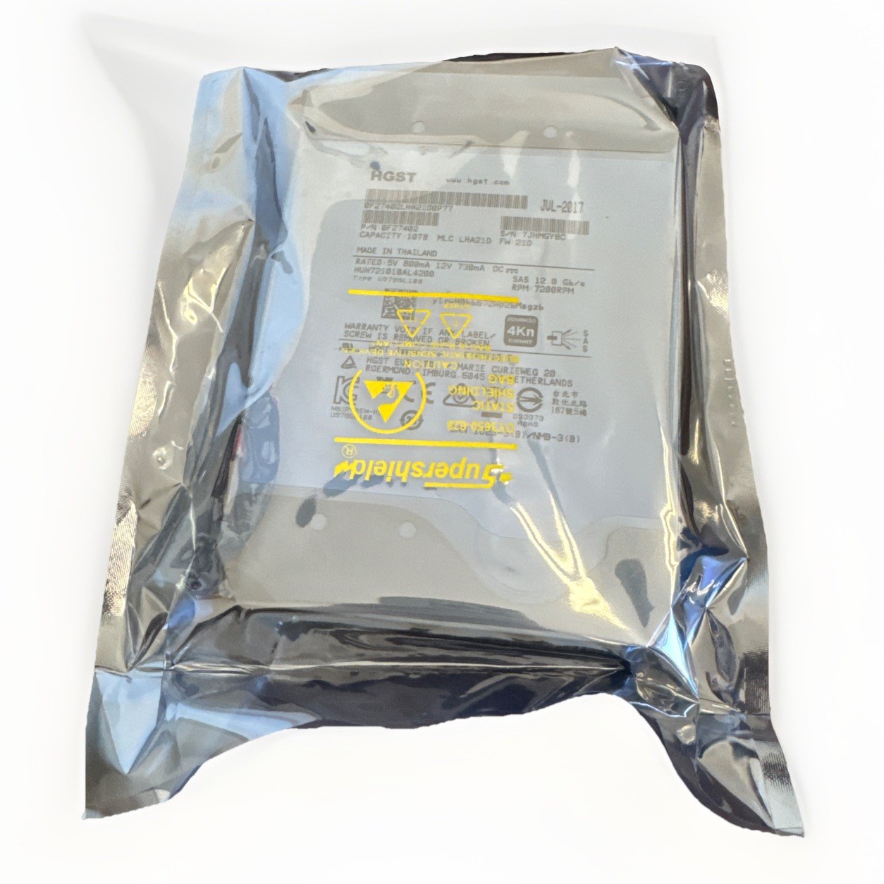 HGST 10TB SAS 3.5" 7.2K 12Gbps 4Kn HE10 Helium ServerHDD HUH721010AL4200 0F27402