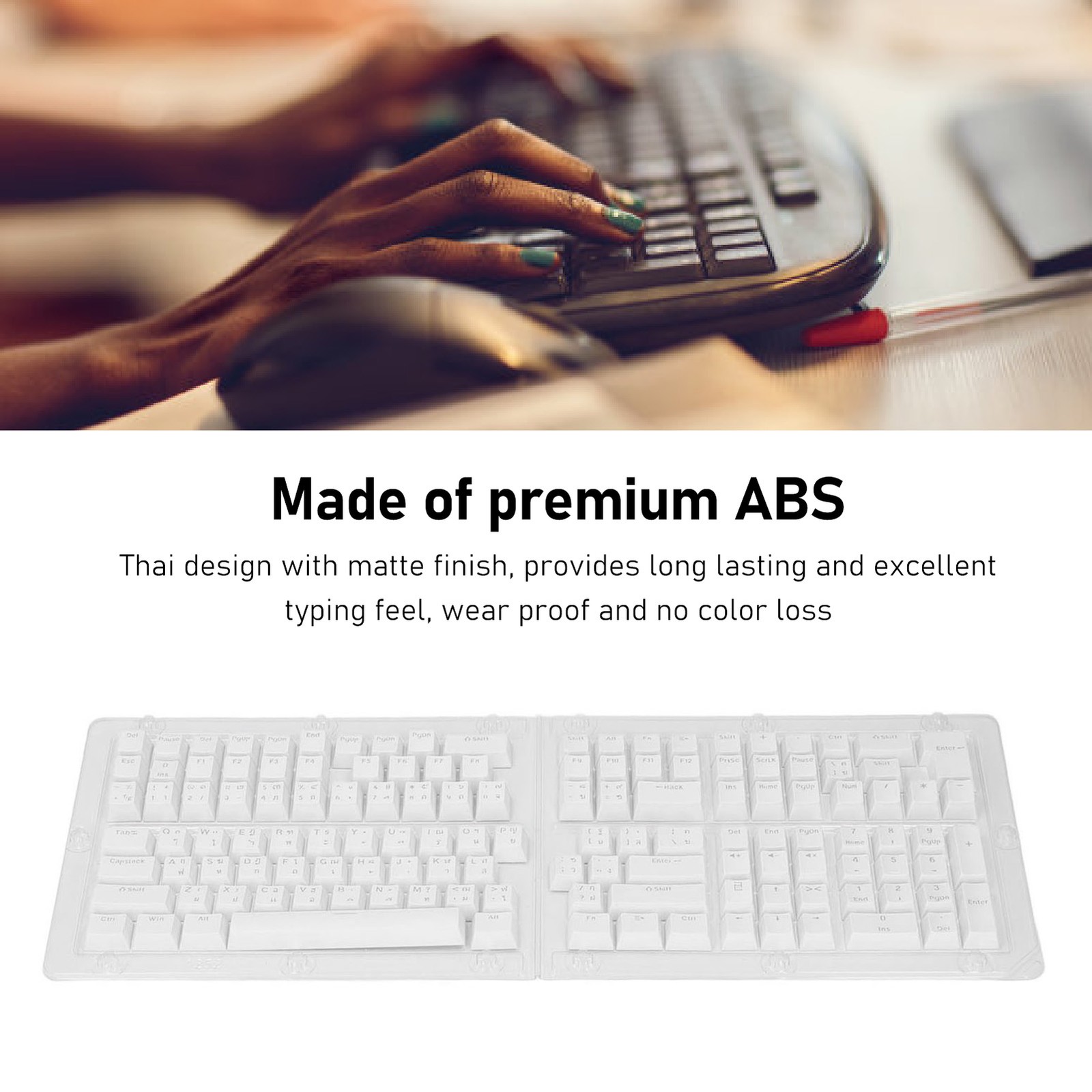 132 Keys Thai Keycaps Set ABS OEM Height Translucent DIY Thai Keyboard Keycaps