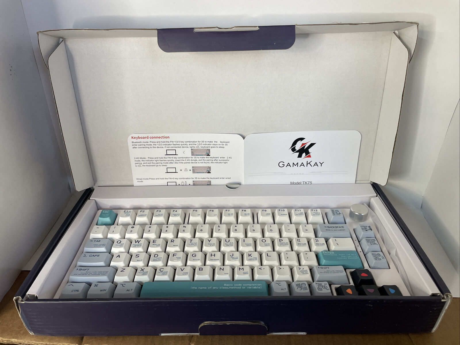 GK GAMAKAY TK75 75% Mute Mechanical Keyboard with Knob Control, 1 Key Broken
