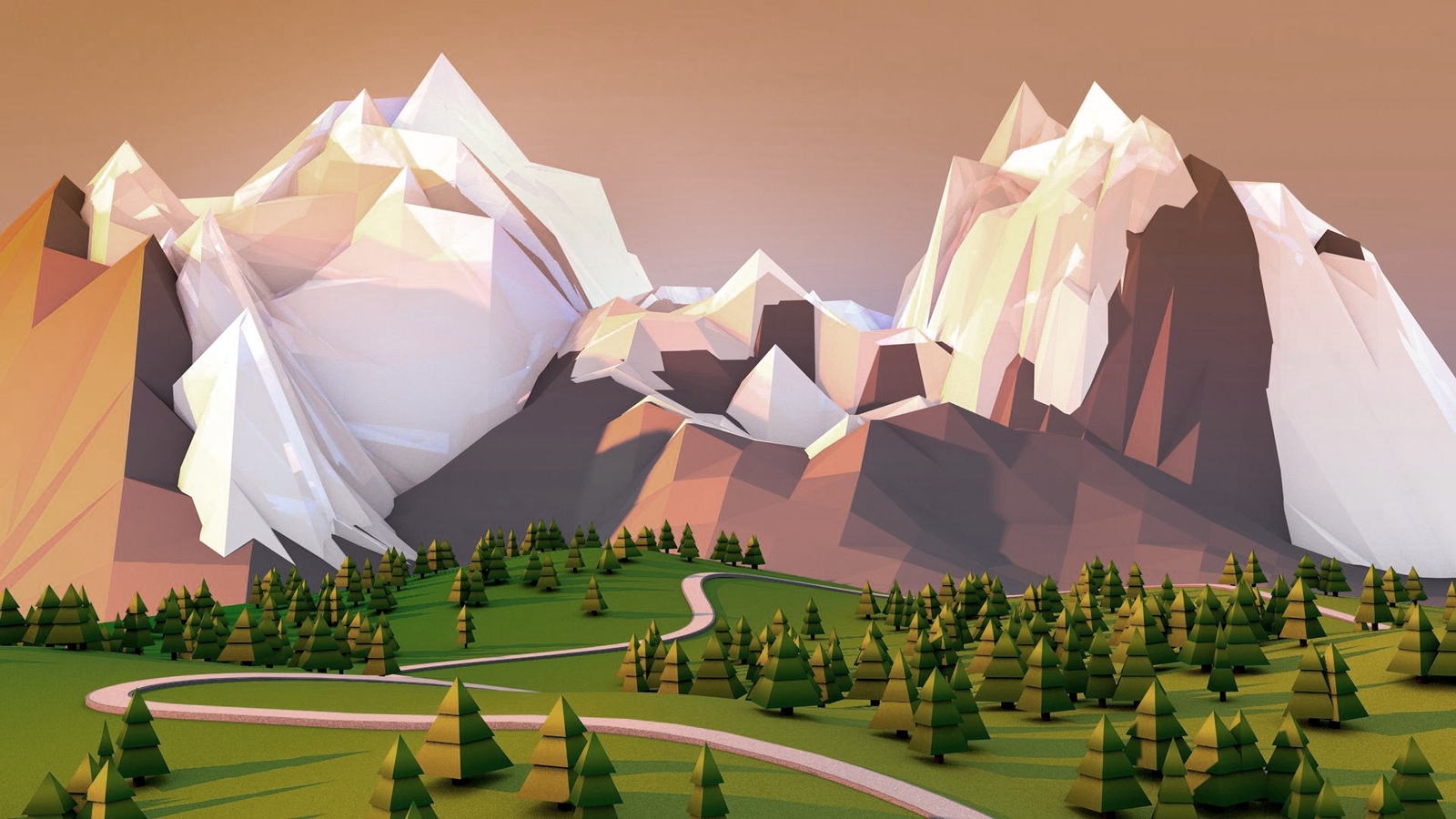 Landscape low poly mountains minimalism Custom Gaming Mat Desk