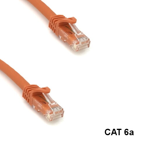 KNTK Orange 100' Cat6a UTP Ethernet Patch Cable 10Gbps 600MHz RJ45 Data Network