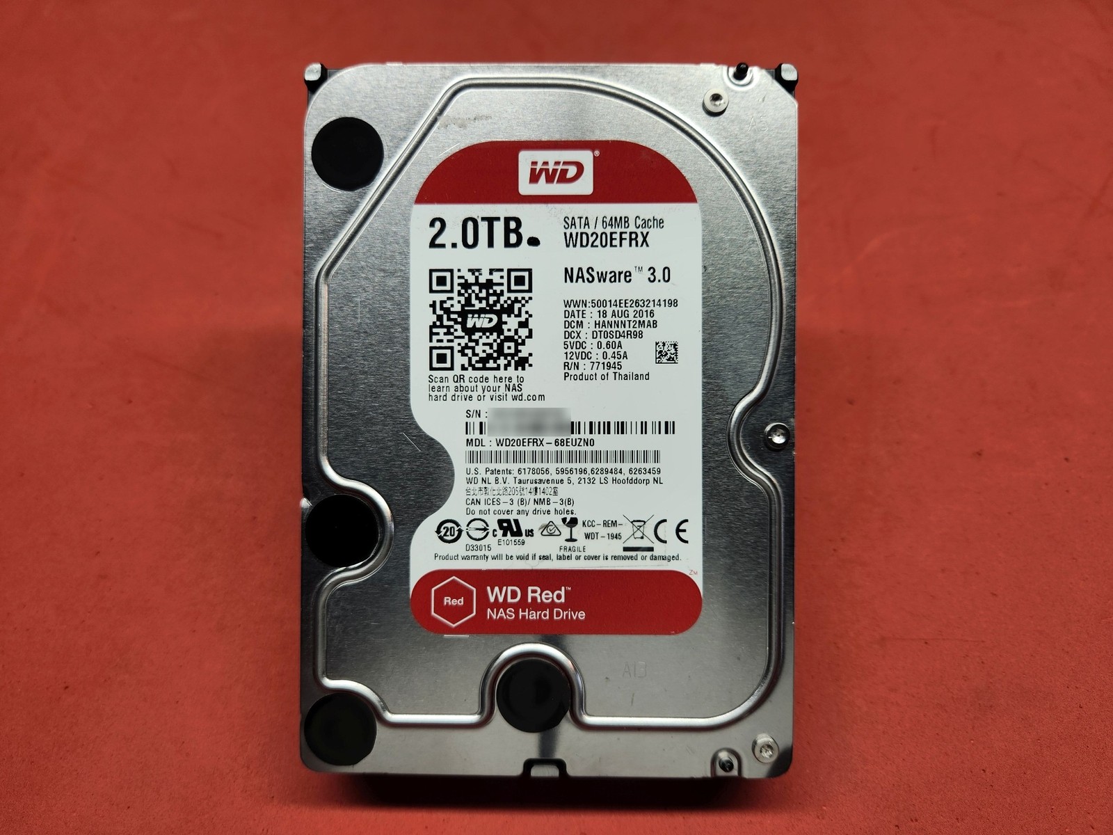 Western Digital 2TB WD Red NAS 3.5" SATA Internal Hard Drive 5400RPM WD20EFRX