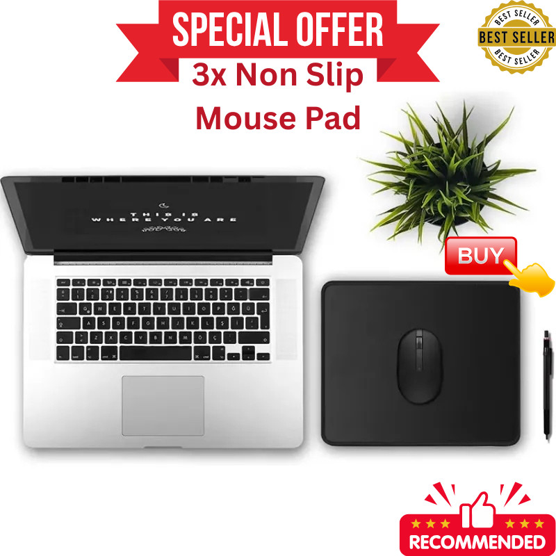 3X Non-Slip Mouse Pad Stitched Edge PC Laptop For Computer PC Gaming Rubber Base
