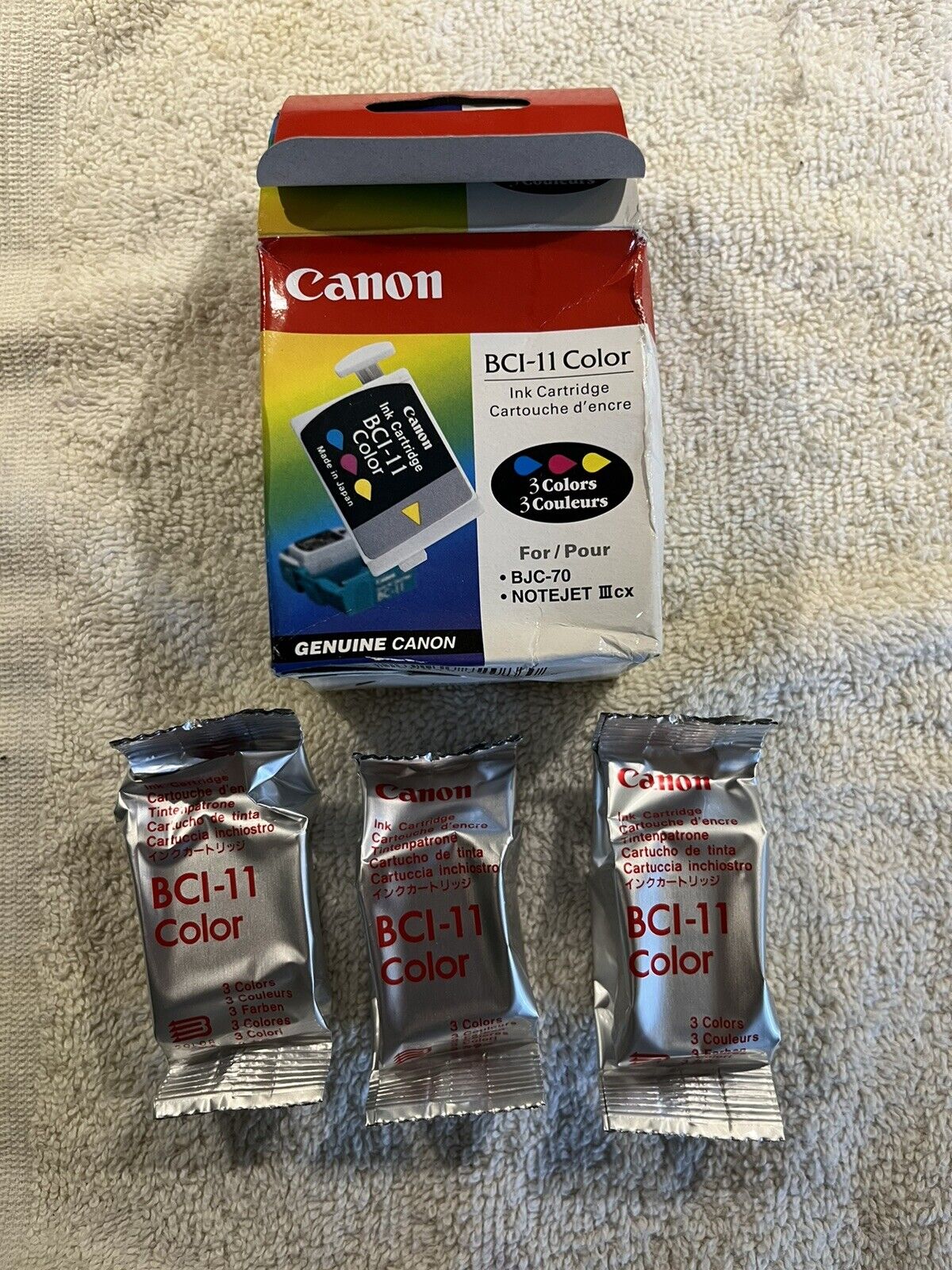 3 Genuine Canon BCI-11 Color Ink Cartridges Open Box